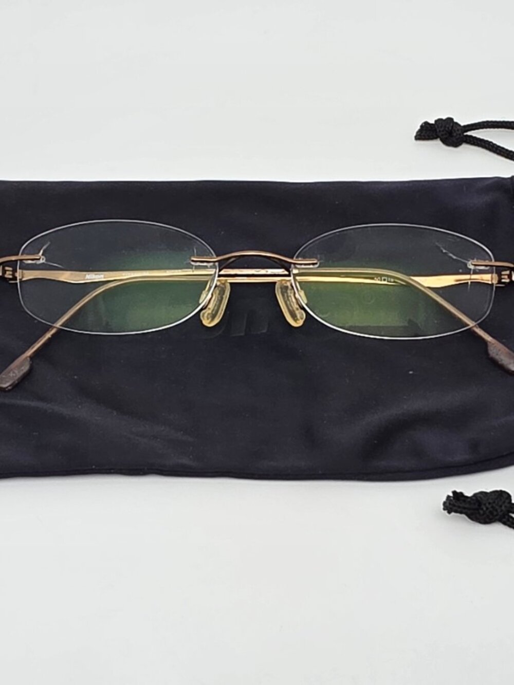 Nikon NC07 0807 Brown Titanium Rimless Eyeglasses Frame w/ Case Japan 50-18-140